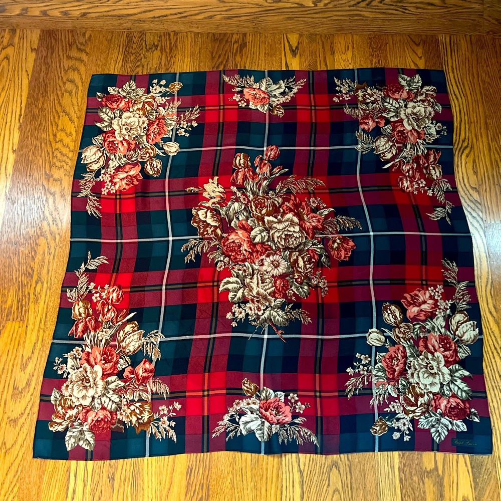 Authentic Ralph Lauren vintage 100% silk scarf